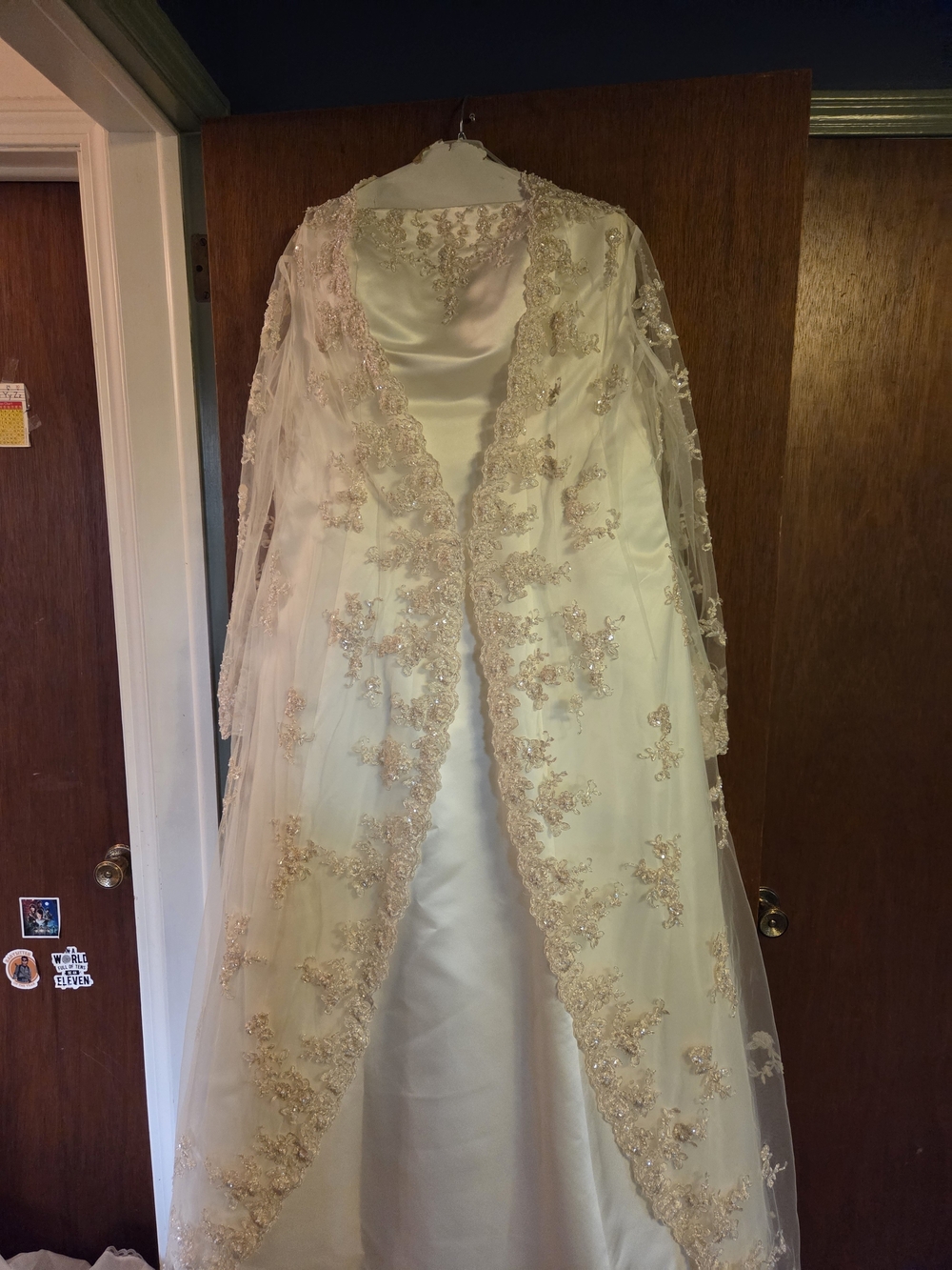 David's Bridal Ivory/Champagne Satin Wedding Dress